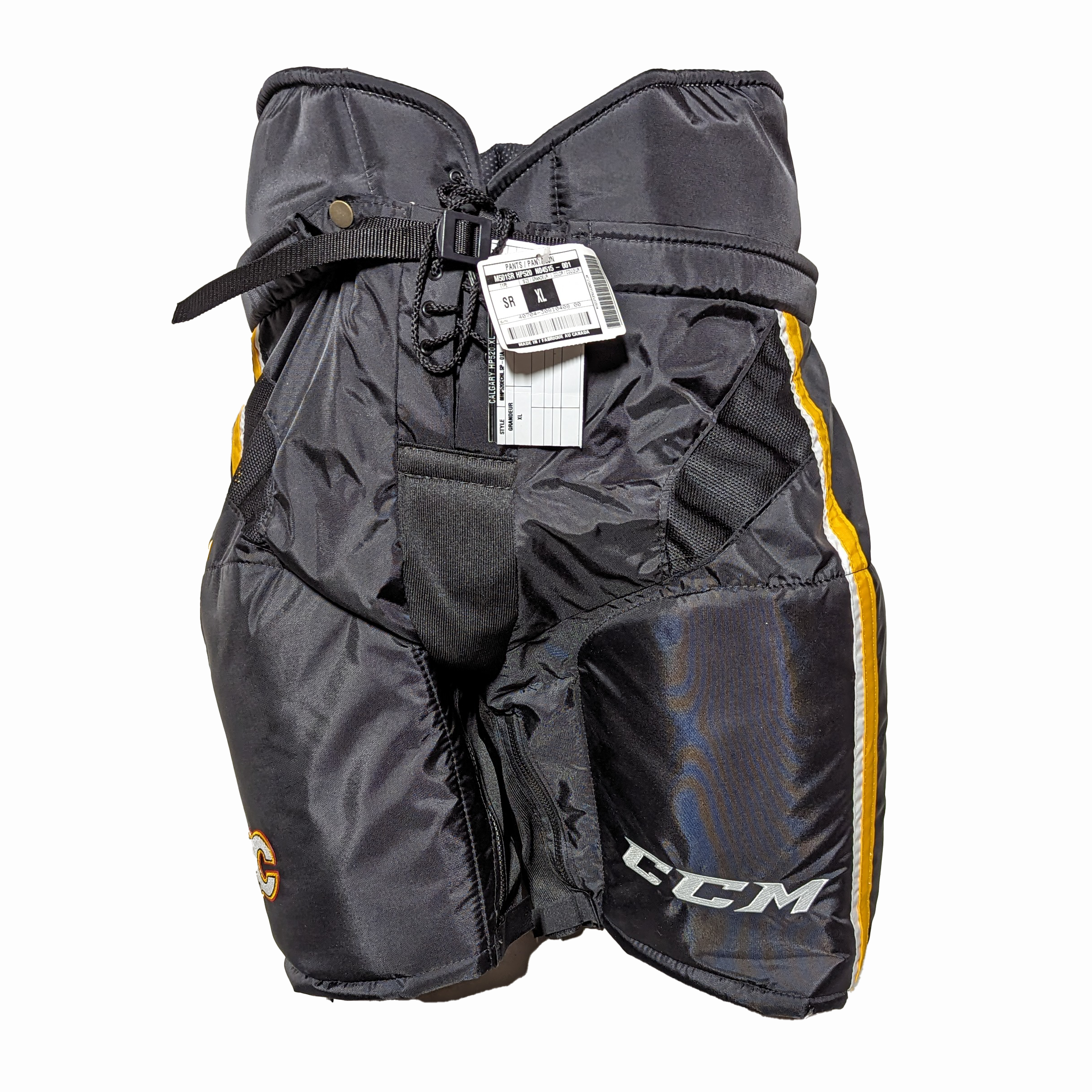 CCM HP52 - Pantalon de hockey professionnel NHL - Flames de Calgary - (Noir/Blanc/Jaune)